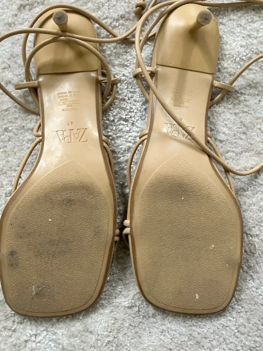 ZARA NUDE LACE UP LEG KITTEN HEEL SANDAL - Picture 3 of 5
